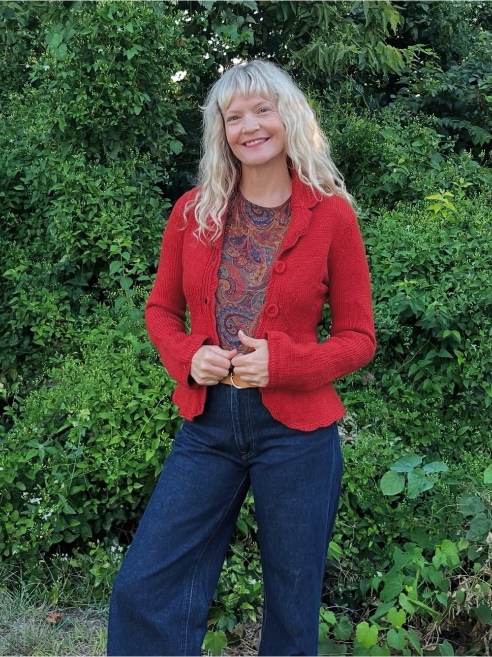 Anthropology HWR Burnt Orange Women's Knit Button-Up Sweater